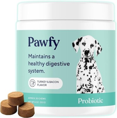 30 chewable turkey and bacon  Probiotics for Dogs, for Digestive Health, Gut .
