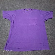 Vintage BVD Single Stitch Plain Solid Blank Pocket T Shirt Size XL Purple
