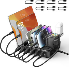 Charging Station for Multiple Devices,75W 6 Port USB C Fast Charger Station w...