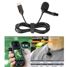 Lavalier Microphone For Insta360 X4 Sport Camera Recording Mic Type-C 1.5m Cable