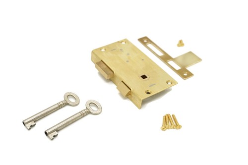 Armoire Wardrobe Furniture Half Mortise Lock Replica Antique Cabinet Lock Brass - Picture 4 of 4