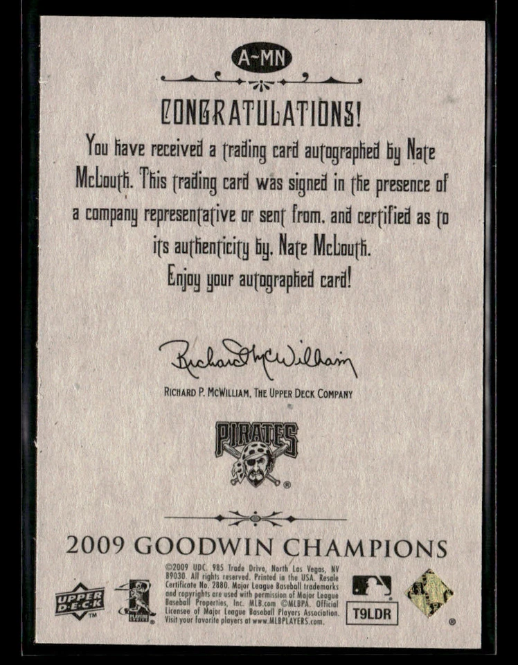 2009 Upper Deck Goodwin Champions Autographs #MN Nate McLouth - Image 2 of 2