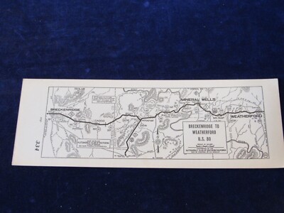 Vtg Strip Map Breckenridge to Weatherford Mineral Wells Caddo ++ US 80 #334 C115