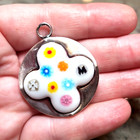 ALAN K STERLING SILVER 925 PENDANT SOFT SHAPE CROSS MULTI COLOR MURANO GLASS NEW — photo 5
