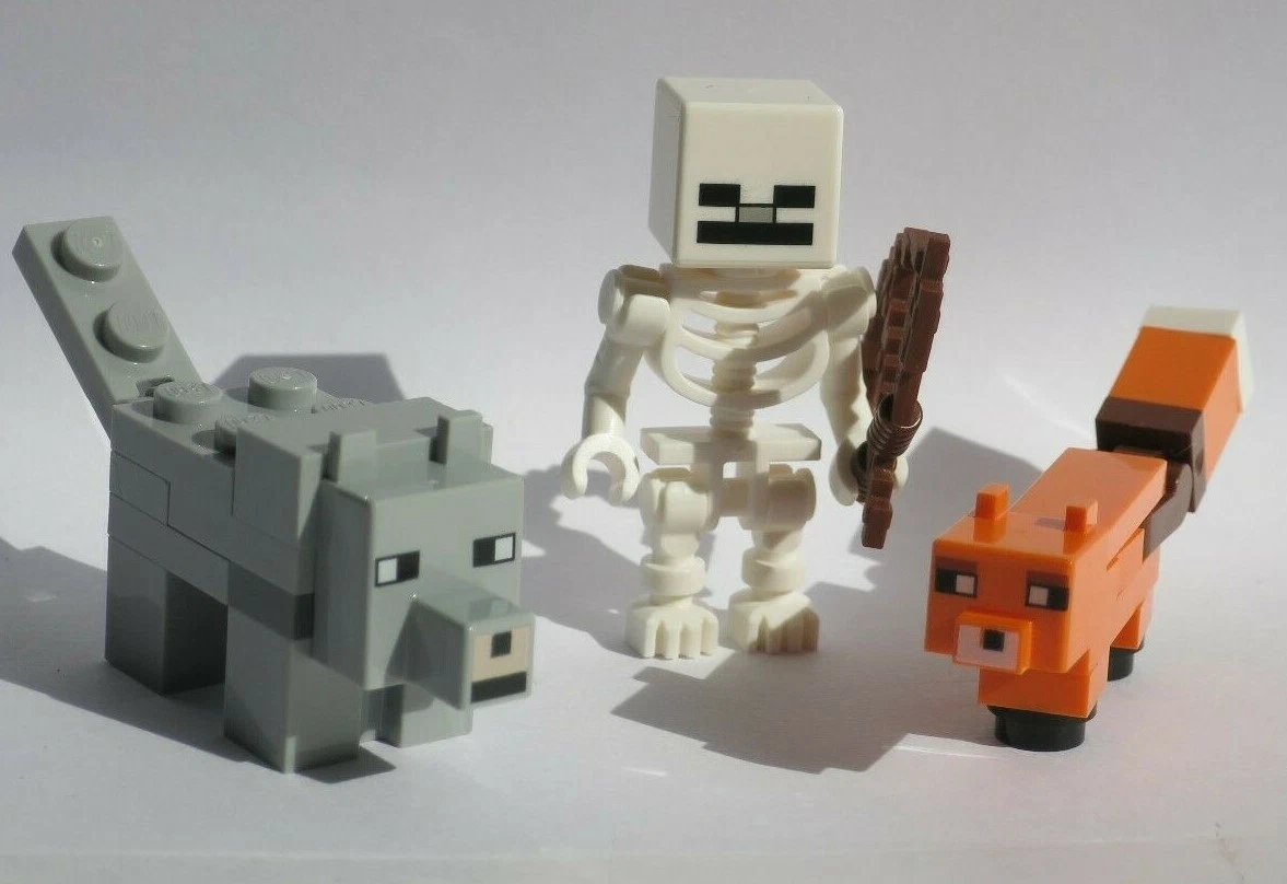 3 NEW Wolf Skeleton Fox Lot 21162 Taiga Adventure Minecraft