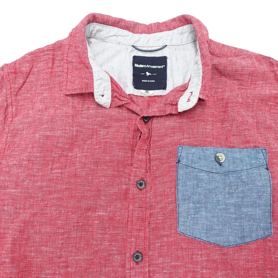 Camisa de Diversión Moderna Hombre Rosa Mediana Manga Corta Cuello Clásica Abotonada Foto 2 de 4