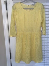 Forever 21 Yellow Lace Dress Size L/G