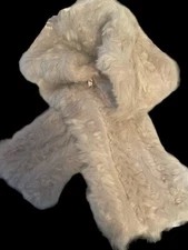 New  Collection Eighteen Scarf Faux Fur  Pull Through  Cream 39x6"