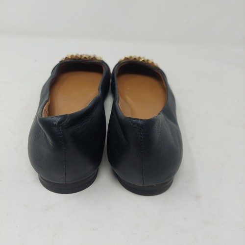 Banana Republic Black Leather Gold Buckle Ballet Flats Preppy Business Size 7.5 - Picture 3 of 10