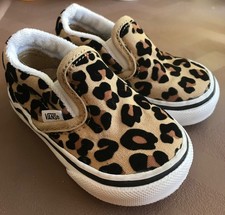 VANS CLASSIC SLIP ON SHOES LEOPARD WILD ANIMAL Cheetah Velvet Toddler Size 3
