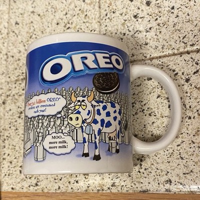 Oreo Cookies Vintage Coffee Cup Mug Cow & Milk Bottles Graphic 3.5 H x 3 W