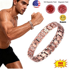 Men's Bracelet Magnetic Therapy Arthritis Pain Relief Pure Solid Copper Bangle