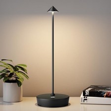 Rechargeable Cordless Table Lamp, Portable Powered LED Battery 6000mAh Black