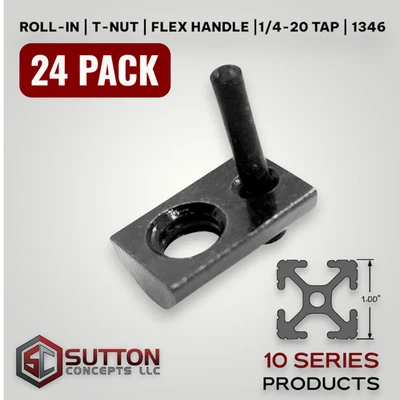 SUTTON CONCEPTS Roll-In Tnut | 1/4-20 Tap | 24 pcs | Aluminum Extrusion 10 Series 80/20 Style