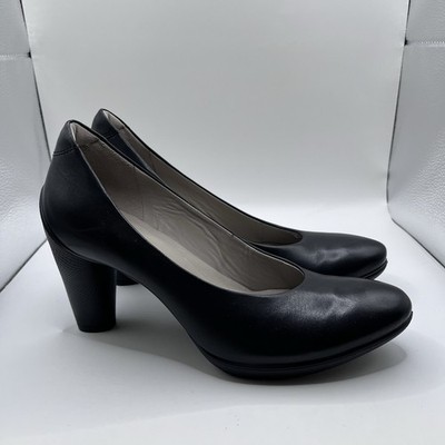 Ecco Shoes Womens Sz 38 US 7-7.5 Sculptured 75 Black Leather Pumps