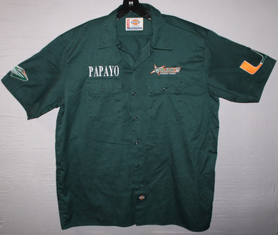 Dickies University Miami Men Short Sleeve Button Down Shirt Green Crunk Promo XL