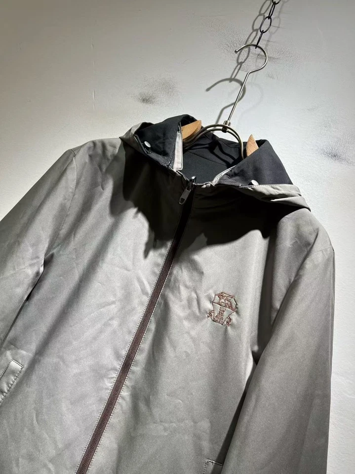 Brunello Cucinelli Men's Outdoor Casual Coat Hooded Zipper Double-Sided Jacket - Image 3 of 4