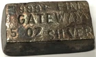 5 oz .999 Silver Bar - Joes Coins Pittsburgh Pennsylvania - Vintage GATEWAY