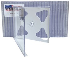 USDISC CD Jewel Cases Standard 10.4mm, Double 2 Disc White Lot