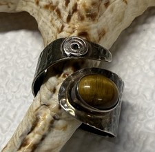 Tigers Eye Sterling Silver Adjustable Ring