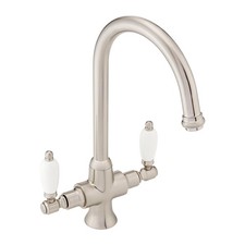 Image of ENKI Dorchester KT060 Brushed Nickel Dual Flow Kitchen Sink Mixer Tap for Basin