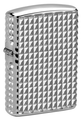 Zippo Feuerzeug High Polish Chrome Geometric Diamond Windproof Neu