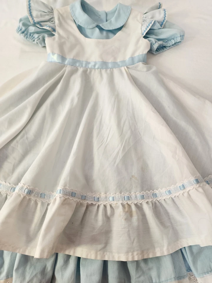 Disfraz de Alicia en el País de las Maravillas para Niñas Halloween Azul Blanco Hecho a Mano 3 piezas Foto 3 de 4