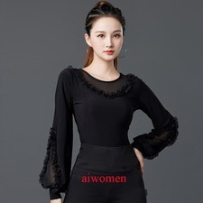 NEW Women Top for Latin Salsa Cha Cha Tango Ballroom Dance W825 Black