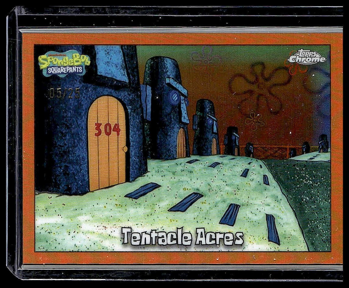 2025 Topps Chrome SpongeBob SquarePants Tentacle Acres Orange Refractor /25 #106