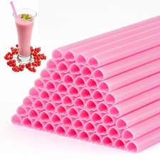 60 PCS Heart Shaped Straws, Disposable Cute Plastic Straws, Individually Wrap...