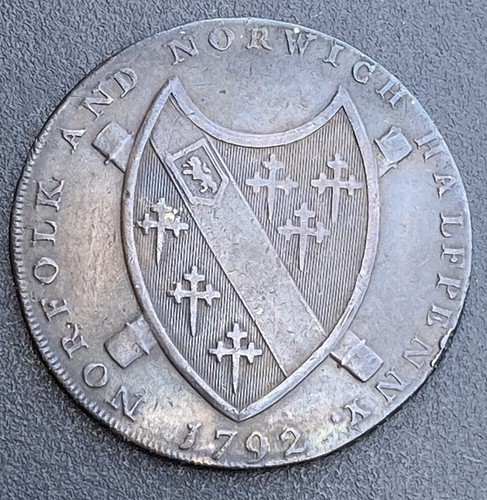 1792 Norfolk & Norwich Half Penny Token Castle Copper Trade Coin Lot H21 - Picture 2 of 3