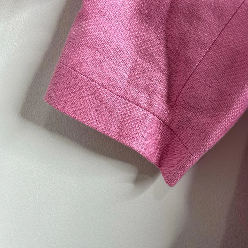 Talbots Jacket Blazer Jacket Womens 22W Pink Linen Button Front 3/4 Sleeve - Image 3 of 4