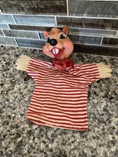 VINTAGE HAND PUPPET PUPPETRY SQUIRREL BEAVER Rubber Flexible Face