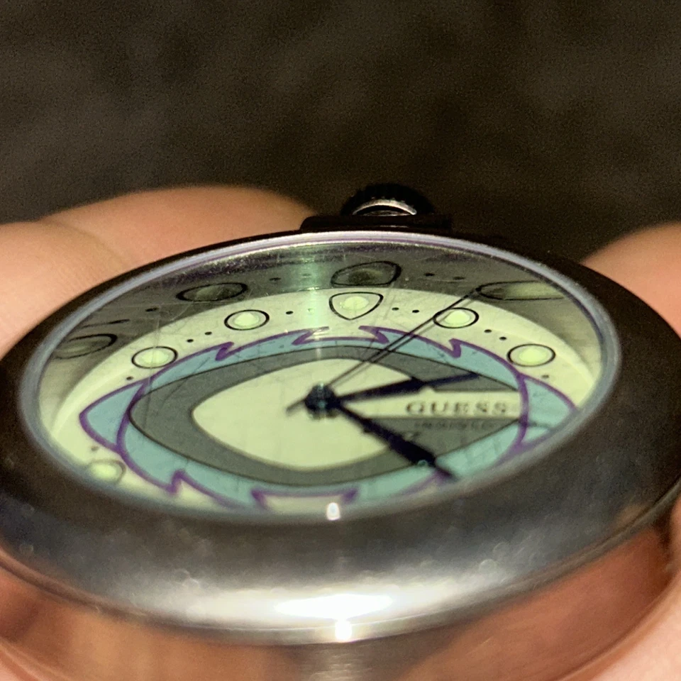 Guess Indiglo Silver Tone Multicolored Dial 44mm Quartz Analog Pocket Watch E2 - Image 3 of 4