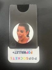 PopSockets Popwallet+ - Phone Wallet + Grip & Stand- Black W/ KIM K Crying Meme