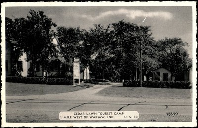 Vintage Cedar Lawn Tourist Camp Warsaw Indiana US 30 Postcard Roadside Americana