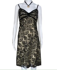 Abito John Galliano anni 2000 vintage in pizzo nero con cintura 40IT