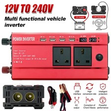 6000W Caravan Van Converter Power Inverter DC 12V To AC 240V LCD 4USB UK Socket