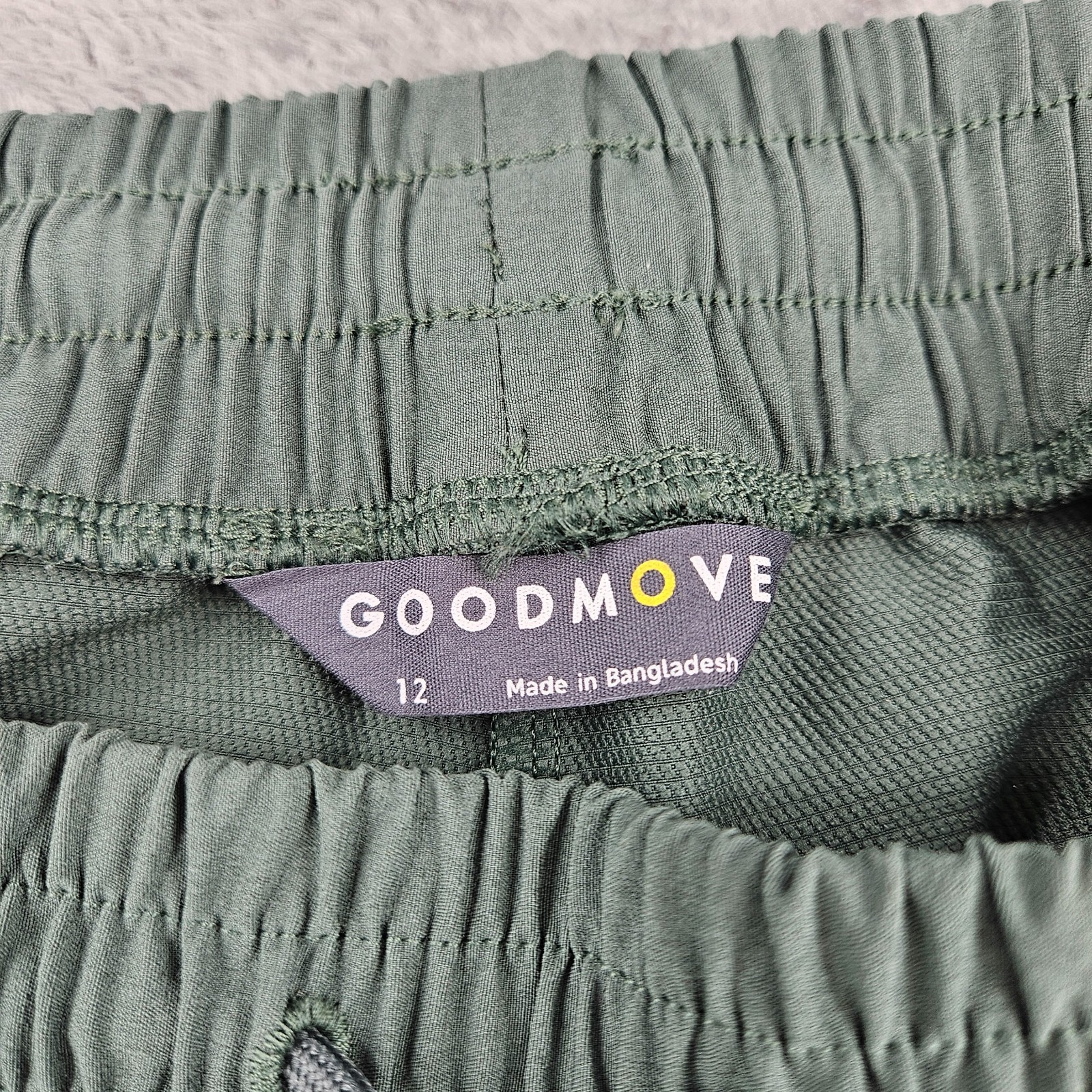 M&S Goodmove Wide Leg Trousers UK 12 Dark Sage Stretch Zip Pocket Active image 3