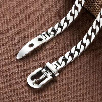 Reines 925 Sterlingsilber Damen Herren Halskette 7 mm Panzerkette Gliederkette 19,7-21,6 Zoll L