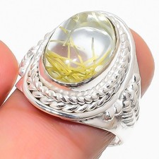 Rutilated Quartz Gemstone 925 Sterling Silver Jewelry All Size Ring For Gift