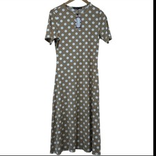 🔵 Boohoo Polka Dot Tan Mocha Dress New w/ Tag Size 8