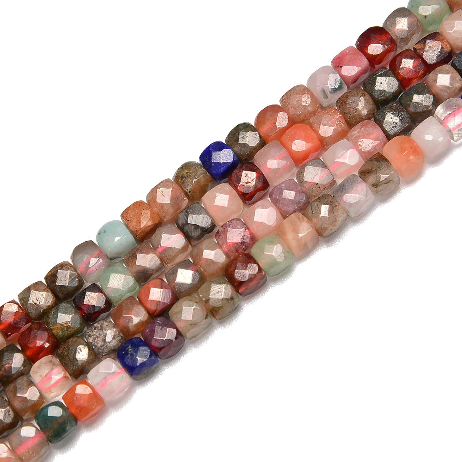 Mixed Stone Faceted Cube Beads Size 4-4.5mm 15.5'' Strand (4-4.5