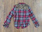 EUC Size 8 10 Freshman 1996 Girl Plaid Glitter Sequin Gray Burgundy Black Shirt — photo 5