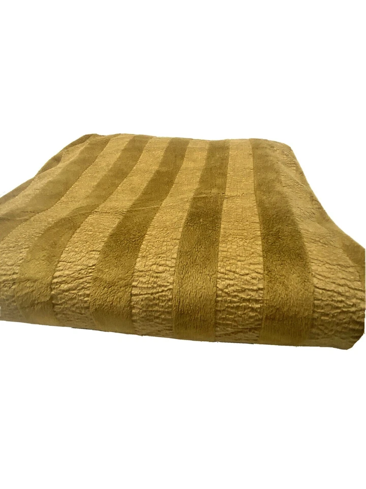 Reversible Fleece Microfiber Throw Blanket Quilt Tan Stripe Soft Bedding HighEnd - Image 3 of 4
