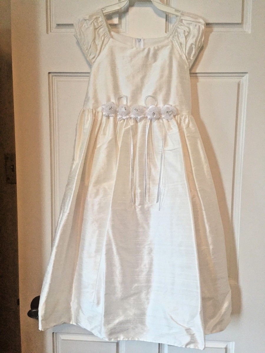 BRAND NEW! FLOWER GIRL / COMMUNION DRESS SILK LINEN IVORY WHITE | eBay