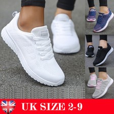 Womens Knit Lace Up Sneakers Trainers Sports Running Comfy Ladies Casual Shoes 