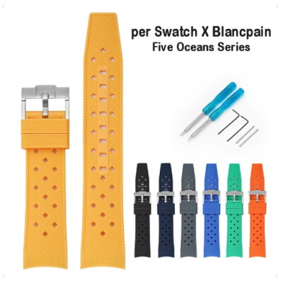 Silicone Watch Strap for Swatch X Blancpain Fifty Fathoms Five Ocean 22mm