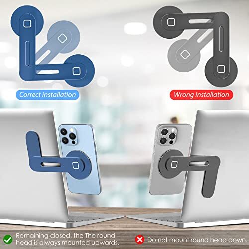 Magnetic Foldable Phone Holder for Laptop Adjustable Phone Monitor Side Mount