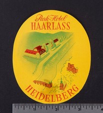 Vintage Original Park Hotel Haarlass Heidelberg Luggage Baggage Label